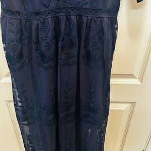 Elegant Navy Blue Lace Dress